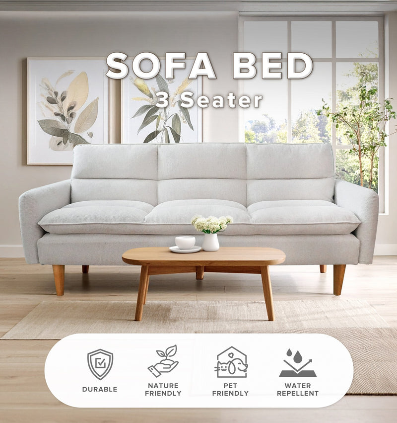 (FREE Shipping) 3 Seater Sofa Bed  With Solid Foam + Rubber Wood Leg and Metal Support Leg - ZLB059