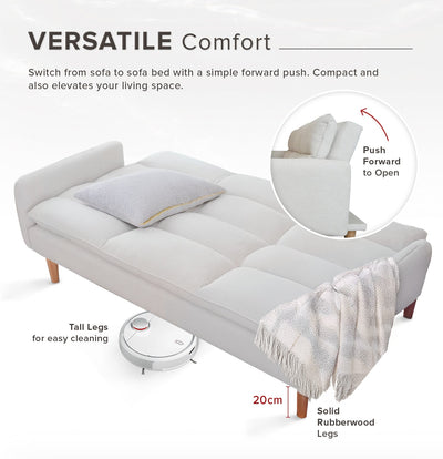 (FREE Shipping) 3 Seater Sofa Bed  With Solid Foam + Rubber Wood Leg and Metal Support Leg - ZLB059