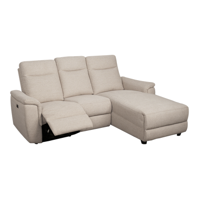 6.5FT 3 Seater Linen Fabric Power Recliner Sofa Electrical Recliner Sofa Bed / Cream / Grey - HMZ-FN-SF-50763