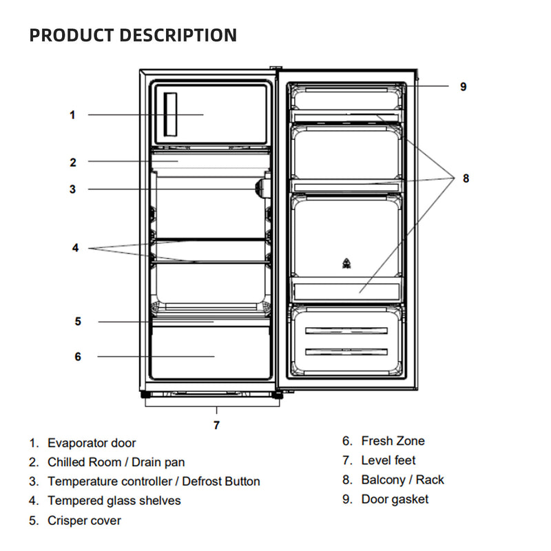 Elba 185L Single Door Refrigerator Semi Auto Defrost/Direct Cooling System - ER-N1854(SV)