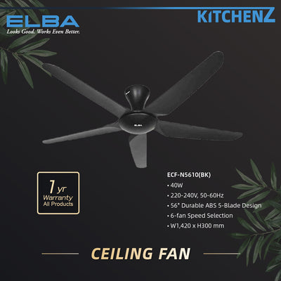 Elba TERRA / LUNA Series DC Ceiling Fan 56" - ECF-N5610(BK)