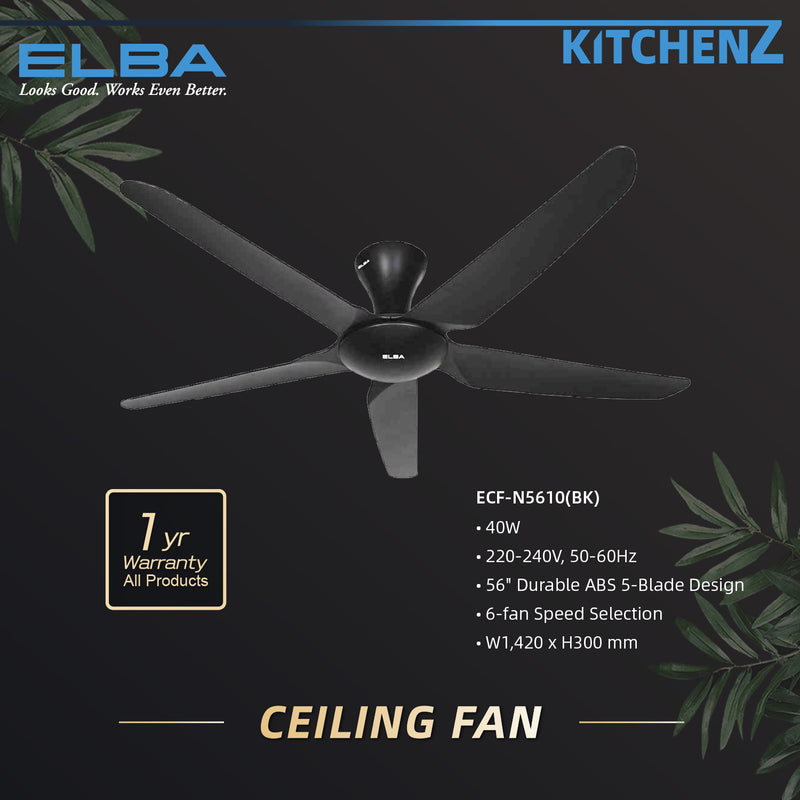 Elba TERRA / LUNA Series DC Ceiling Fan 56" - ECF-N5610(BK)