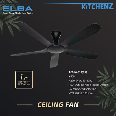 Elba URANO Series DC Ceiling Fan 60" - ECF-N6030(BK)