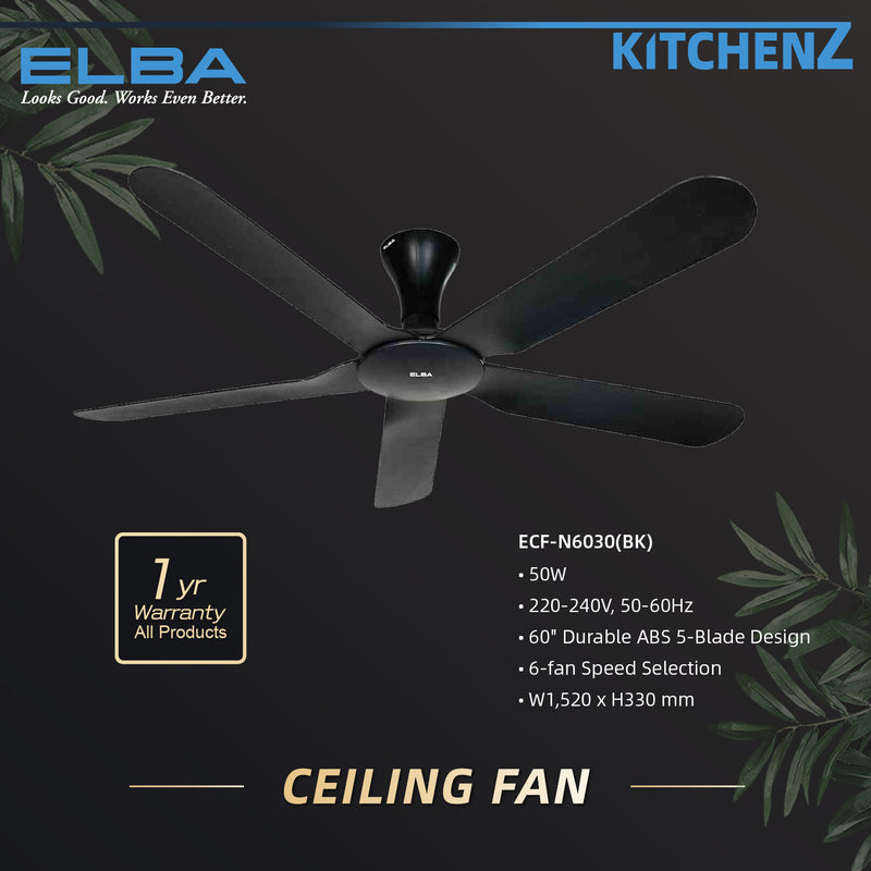 Elba URANO Series DC Ceiling Fan 60" - ECF-N6030(BK)