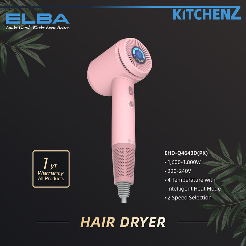 Elba AIRLUX Series Hair Dryer DC Motor (1,600W) - EHD-Q4643D(PK/BL/PP)