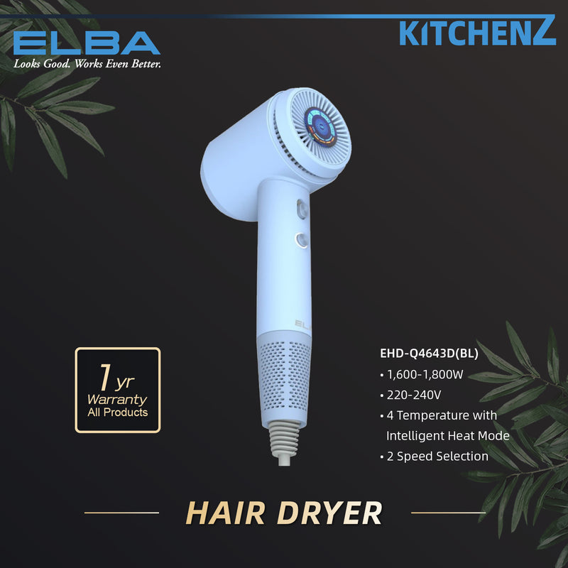 Elba AIRLUX Series Hair Dryer DC Motor (1,600W) - EHD-Q4643D(PK/BL/PP)