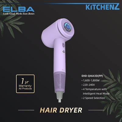 Elba AIRLUX Series Hair Dryer DC Motor (1,600W) - EHD-Q4643D(PK/BL/PP)