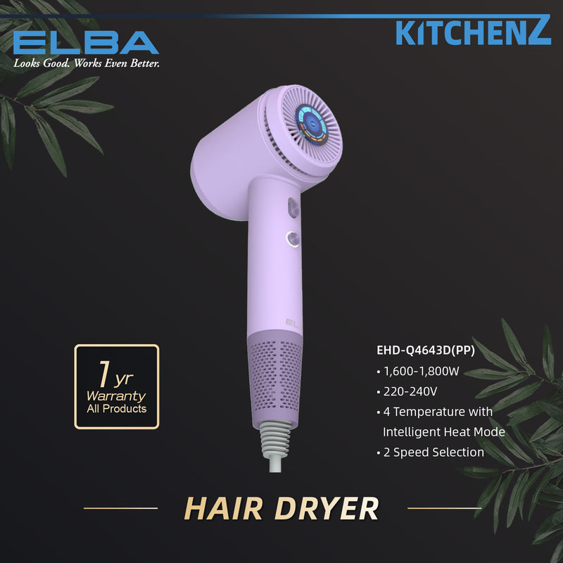 Elba AIRLUX Series Hair Dryer DC Motor (1,600W) - EHD-Q4643D(PK/BL/PP)