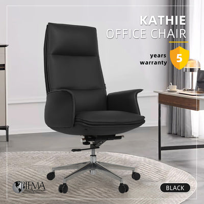 Kathie Office Chair Executive Chair High Back Chair Kerusi Pejabat PU Leather Black/Brown - HB-KATHIE-BN/BK