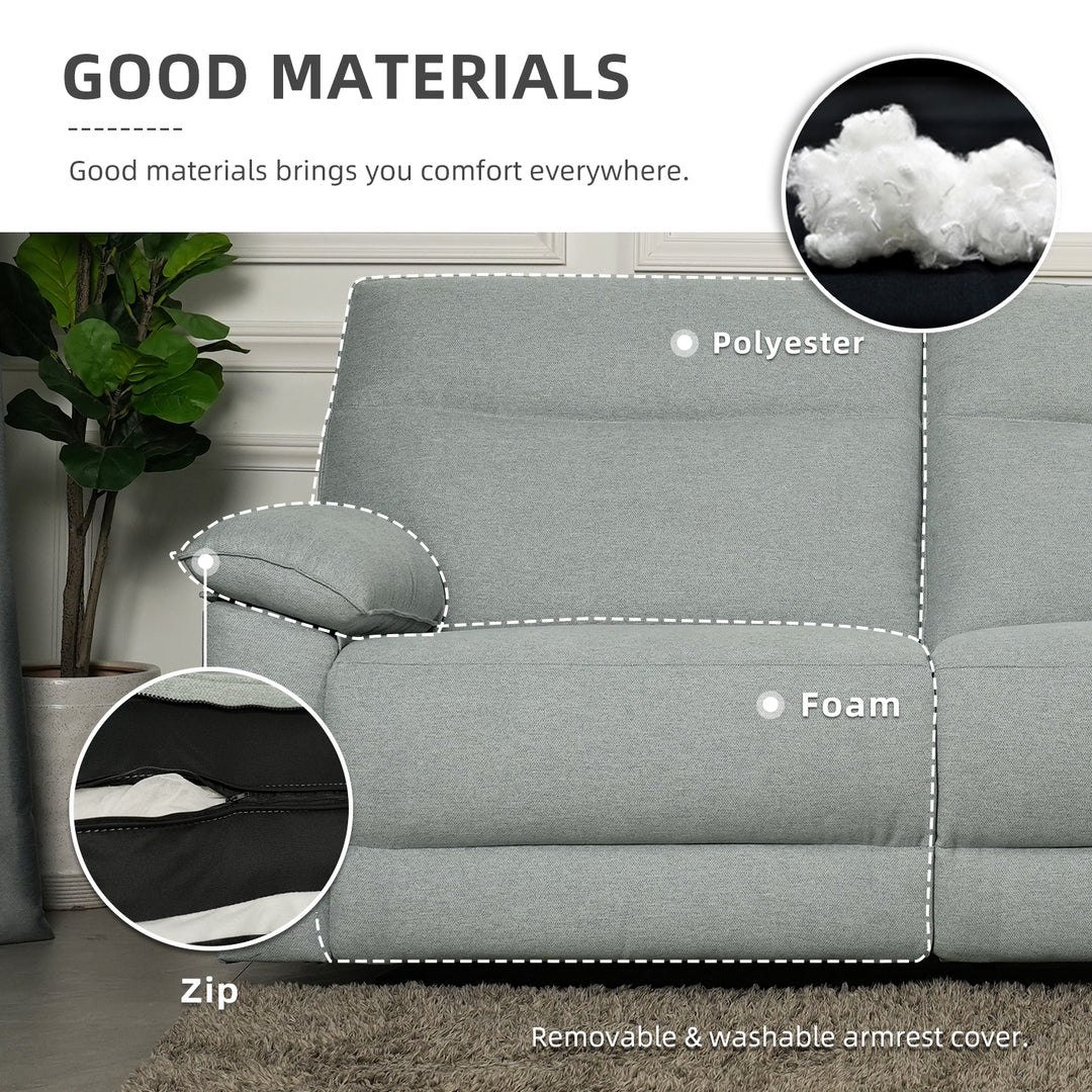 FREE Shipping) Seater Power Recliner Linen Fabric Sofa