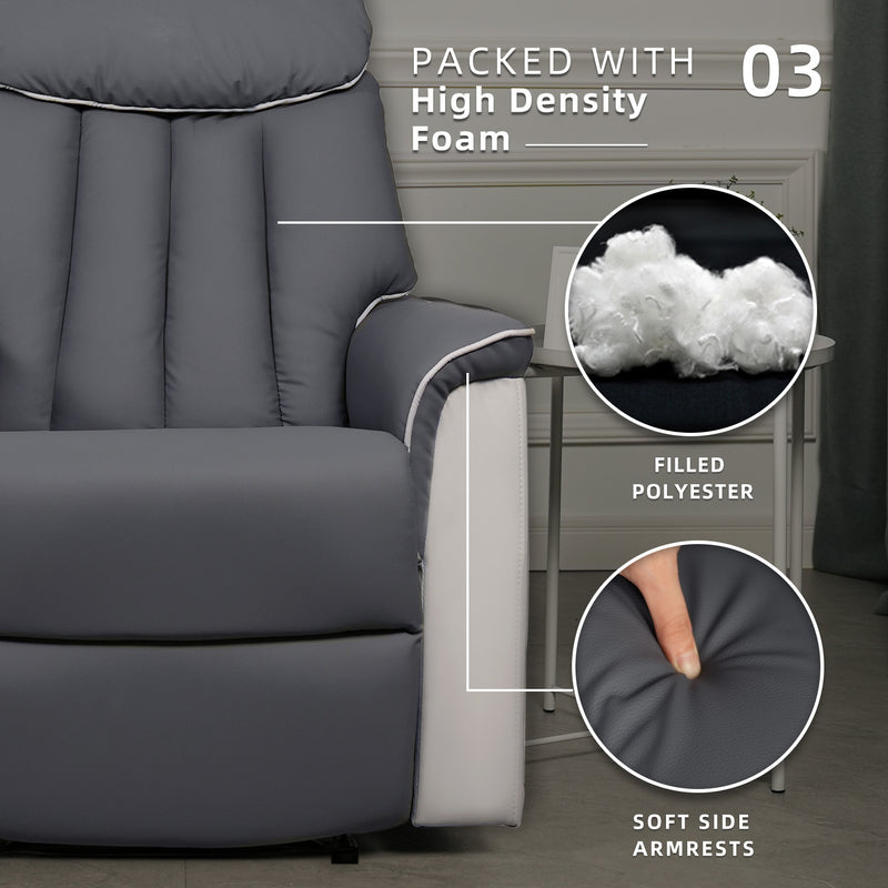 (FREE Shipping) Kitchenz TPU Recliner Sofa Beds Sofa Chair 1 Seater Sofa Bed Dark Grey & Light Grey - 545