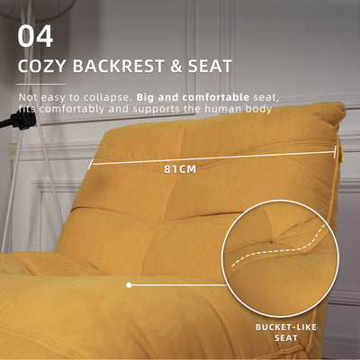 2.7FT 1 Seater Recliner Velvet Fabric Sofa Lazy Chair Yellow/Orange/Green/Cream - HMZ-FN-SF-40209