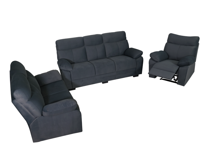 (FREE Shipping & Free Installation) Sofa Set 1+2+3 Seater Recliner Seat Dark Grey Cat Claw Fabric / Modern Classic / Wood Legs-HMZ-FN-SF-FBG261-DGY-FULL