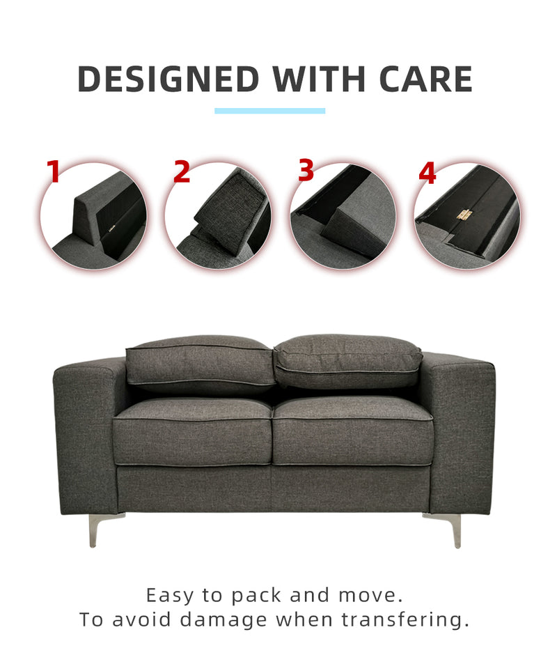 (FREE Shipping) 5FT Modern & Simple 2 Seater Linen Fabric Sofa-HMZ-FN-SF-AE2656-2S