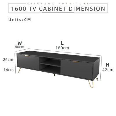 6FT Stellate Series Tv Cabinet Modern Design / Tv Rack / Console with Metal Leg - HMZ-FN-TC-1600-DGY