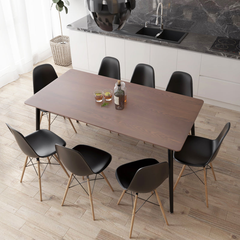 8 People Seater Solid Board Dining Set with 1 Wooden Texture Table 8 Chairs-HMZ-FN-DT-T01(18090)-DB