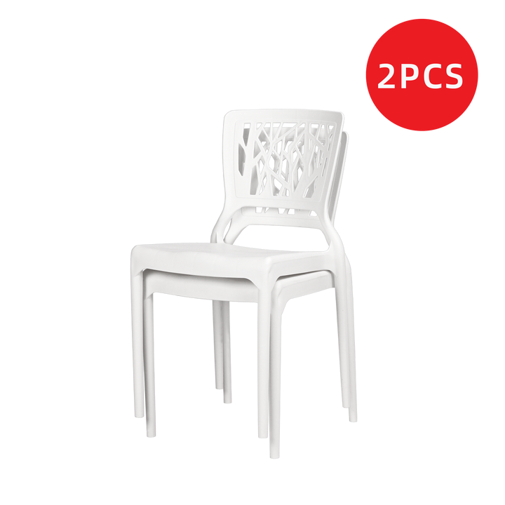 EM) 2PC 3V Modern Stackable White Dining Plastic Chair-3VIZ701Y