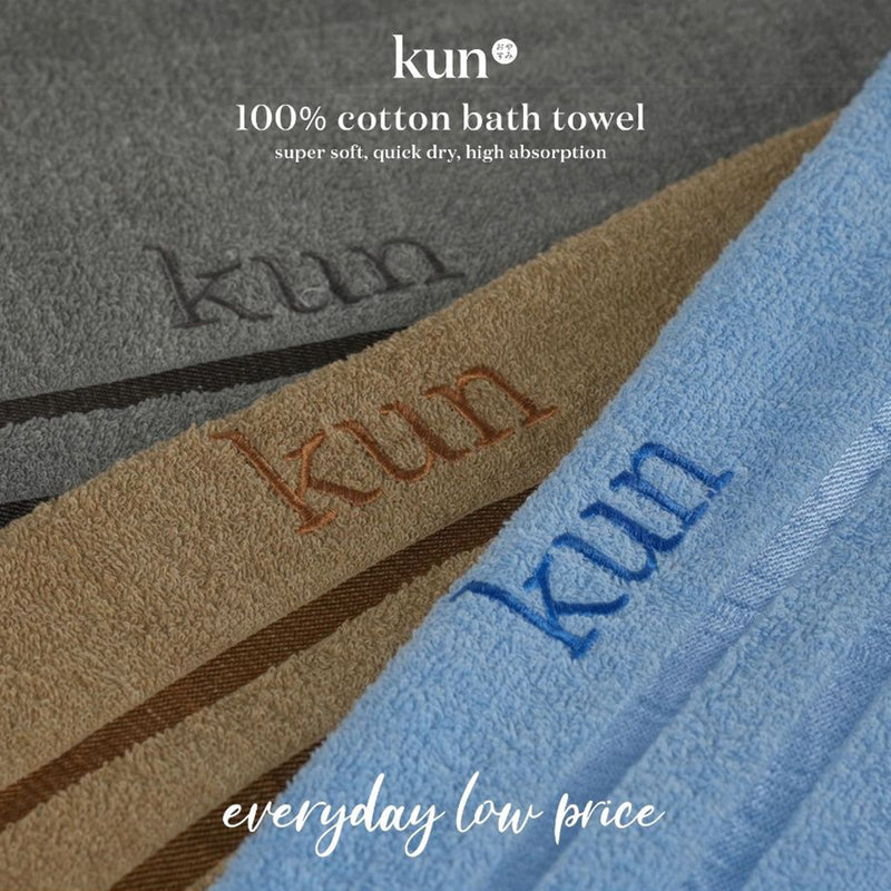 (EM) Kun 100% Natural Cotton Plain Color Bath Towel/ Tuala Mandi Tebal / 8 Colours-BT-KUN