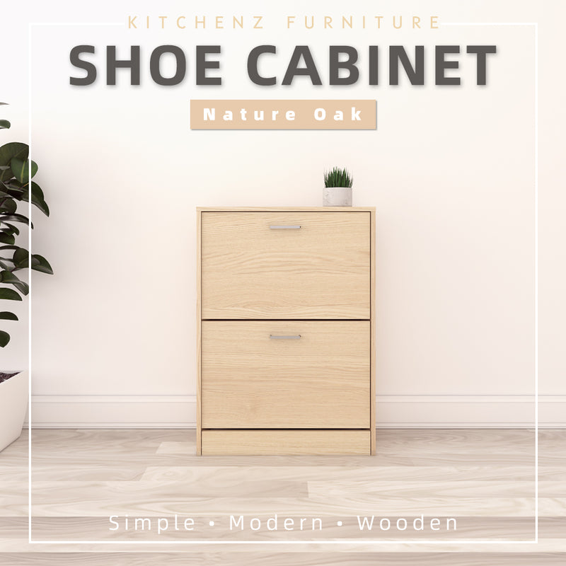 (FREE Shipping) Natural Oak + White Combo Set Chest Drawer / Single Bed Frame / Side Table / Wardrobe / Shoe Cabinet