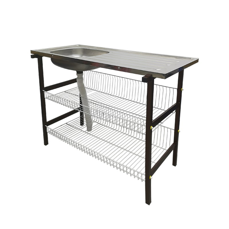 3.5FT Multi-functional Sink Rack With 2 Tier Storage/ Kitchen Rack/ Cutlery Dishes Rack/ Metal Rack/ Cooking Rack/ Pantry Rack-3V SK630-SVW