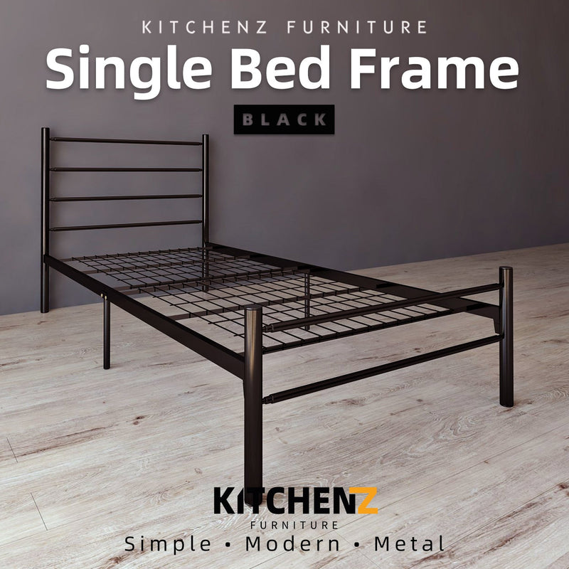 (EM) 6.2FT 3V Single Size Powder Coat Metal Bed Frame-3VFY900