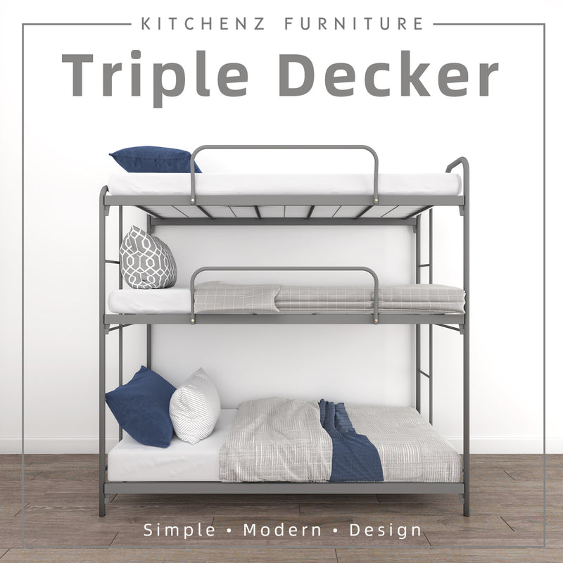 (EM) 6.3FT Triple Decker Bed Frame / Single-3V TR906-MSM