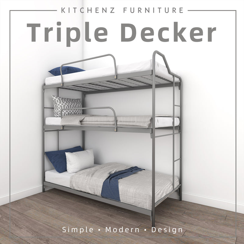 (EM) 6.3FT Triple Decker Bed Frame / Single-3V TR906-MSM