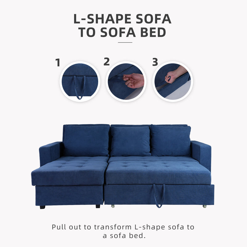 (EM) 7.4FT L-Shape 3 Seater Corduroy Fabric Sofa / Sofa Bed-HMZ-FN-SF-S2816