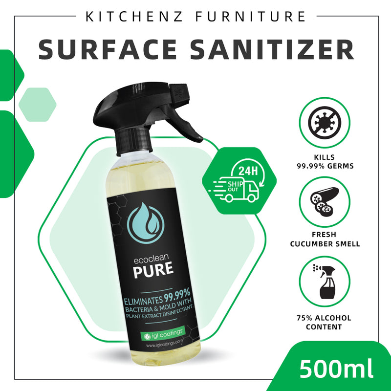 Ecoclean Pure Multipurpose All Surface Sanitizer Sanitiser 75% Alcohol Disinfectant Spray-100ml / 500ml