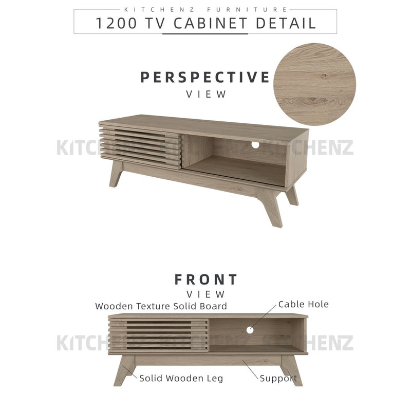 4FT Aoki Series TV Cabinet Modernist Design Solid Board Oka Tv Rack / Console / Wood Leg-HMZ-FN-TC-E2250