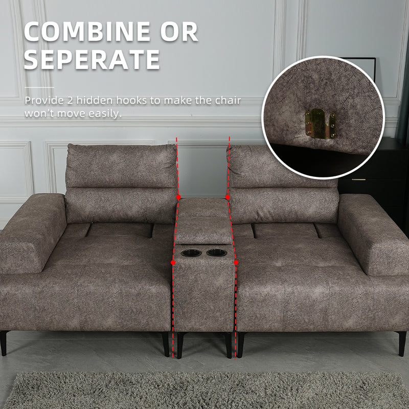 (FREE Shipping & FREE Installation) 2 Seater Sofa Adjustable Backrest / Cups Holder with Storage Box Metal Leg - N6631/N6637