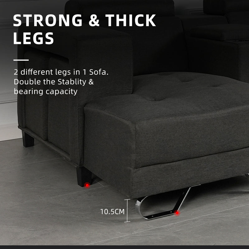 (FREE Shipping & FREE Installation) 3 Seater Sofa Set L Shape Sofa Storage Linen Fabric Sofa / Grey / Right / Left - HMZ-FN-SF-N6512-GY