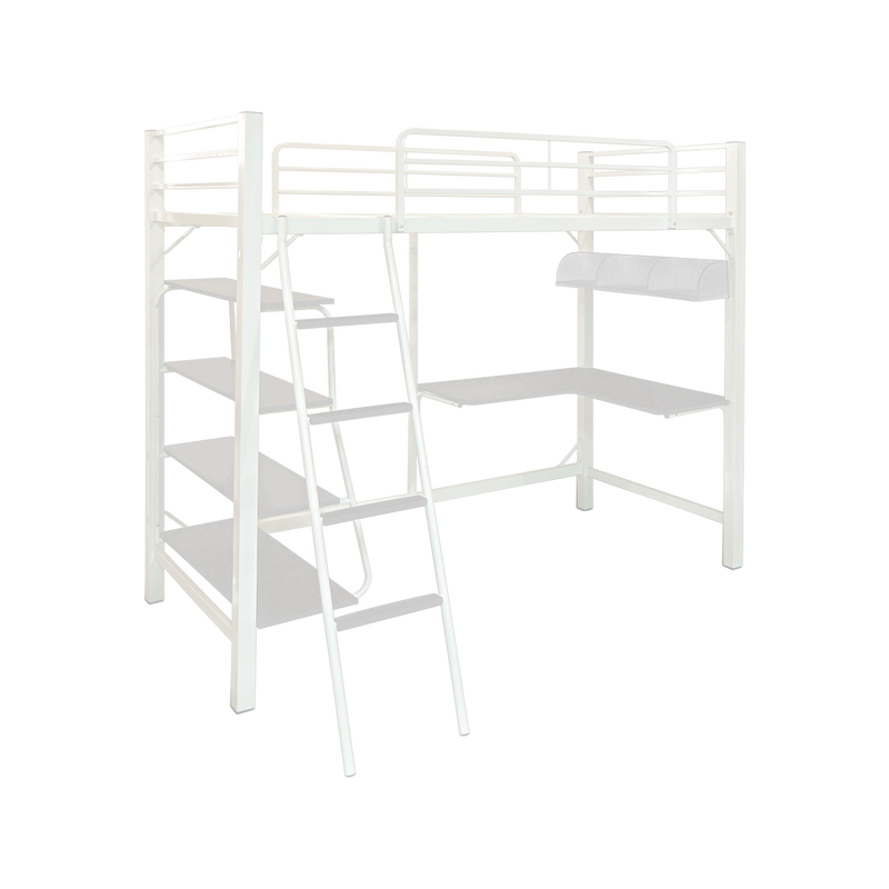 (EM) 6.5FT 3V Loft Bed Frame Study Table & Book Shelves / Single-3VAH904-WHT+WHT