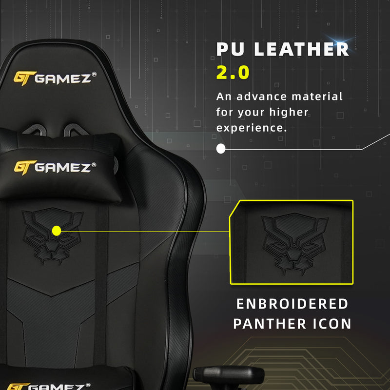 (EM) PANTHER Gaming Chair / Kerusi Gaming / PU Leather 2.0 / Ergonomic Design / Legrest Support-GTC-GC-5008-PANTHER