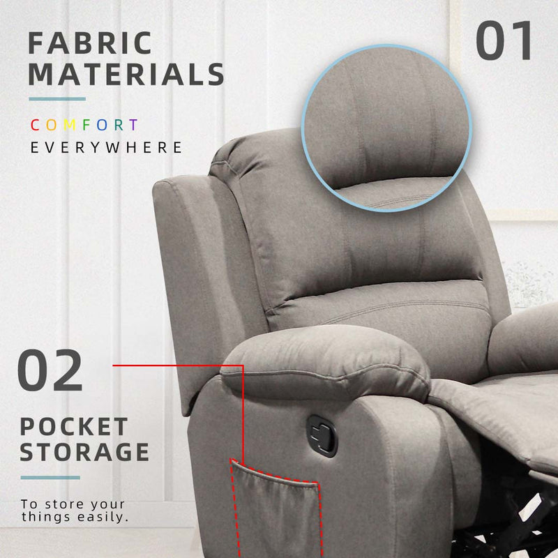 (EM) 3FT Modern & Simple Fabric Recliner Sofa-HMZ-FN-SF-YM-522