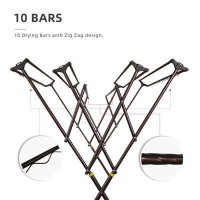 10+4 Bars Cloth Hanger Drying Rack / Copper Hammerstone / Anti-Rust by 3V - 3VRB640Y-10-SVW