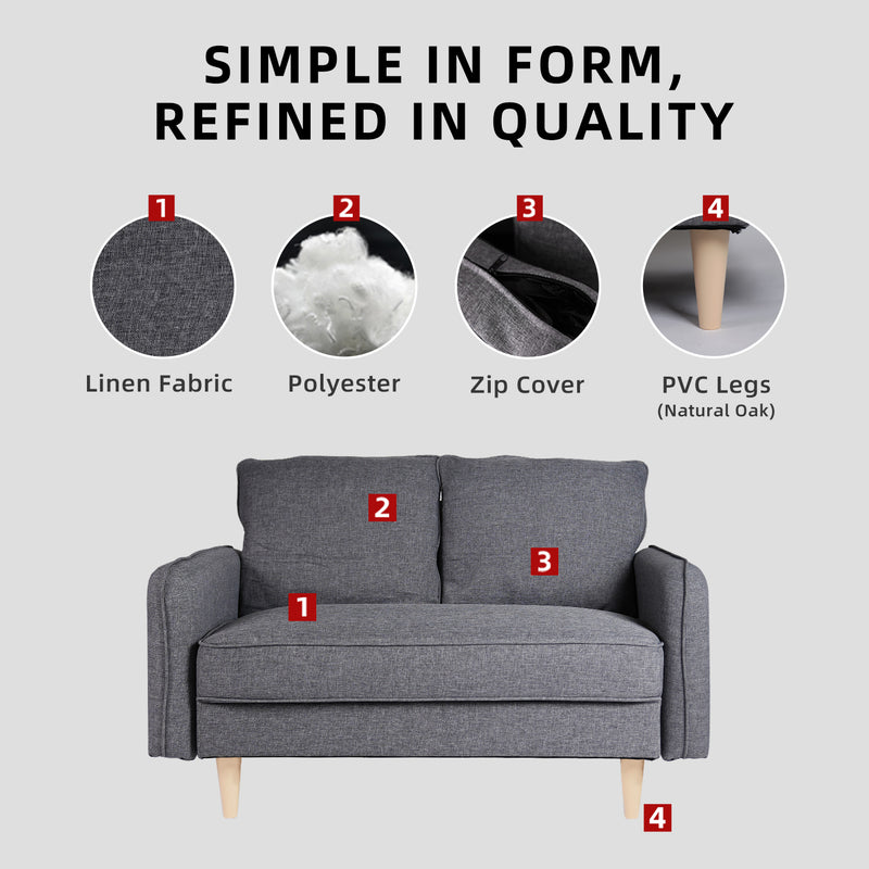 (FREE Shipping) 4FT Modern & Simple 2 Seater Linen Fabric Sofa-HMZ-FN-SF-AE8001-2S