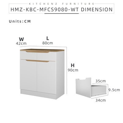 (EM) 2.6FT Situra Series Kitchen Cabinets Base Unit / Kitchen Storage-HMZ-KBC-MFCS9080-WT
