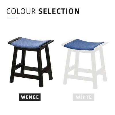 4PCS Solid Wood Bar Stool with Jeans Fabric / Small Size / Cafe / Pub / Wenge / White - SSH-FN-118-JEANS