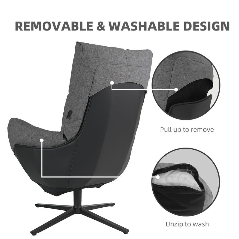 (EM) Mona Fabric and PVC Removable Leisure Chair-HMZ-SF-UE-MONA