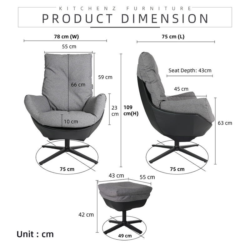 (EM) Mona Fabric and PVC Removable Leisure Chair-HMZ-SF-UE-MONA