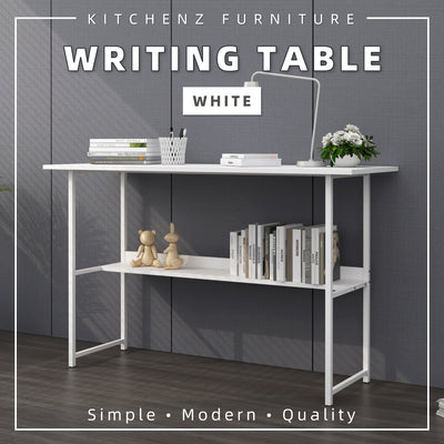 (EM) 4FT/2.6FT Writing Table / Study Table + Storage Shelf w/ Anti-scratch Powder Coating Metal Leg-WT-BS4212/4080