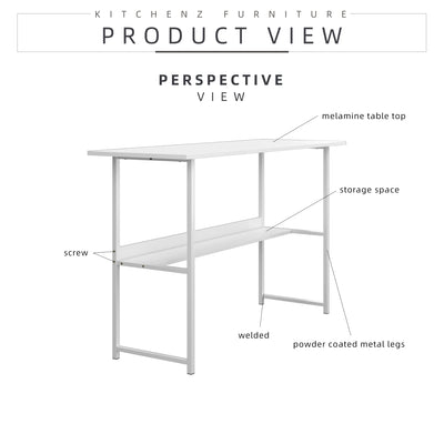 (EM) 4FT/2.6FT Writing Table / Study Table + Storage Shelf w/ Anti-scratch Powder Coating Metal Leg-WT-BS4212/4080