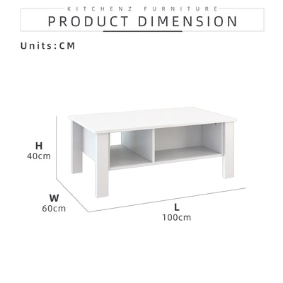 3.2FT Isabella Series Coffee Table with Open Storage-CT-I2409-WT