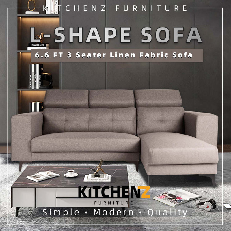 (FREE Shipping) 6.6FT 3 Seater L-Shape Linen Fabric Sofa / Modern / Simple-HMZ-FN-SF-AE1109-2+L