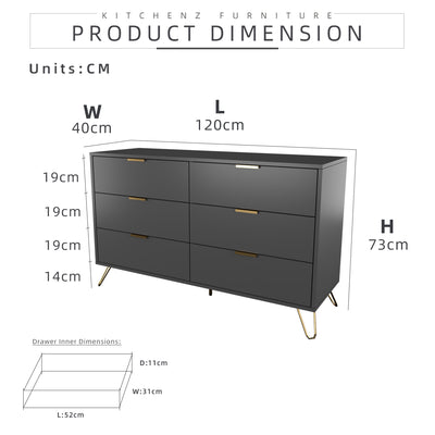 (EM) 4FT Stellate Series Display Cabinet with 6 Drawers-HMZ-FN-DC-7540-DGY