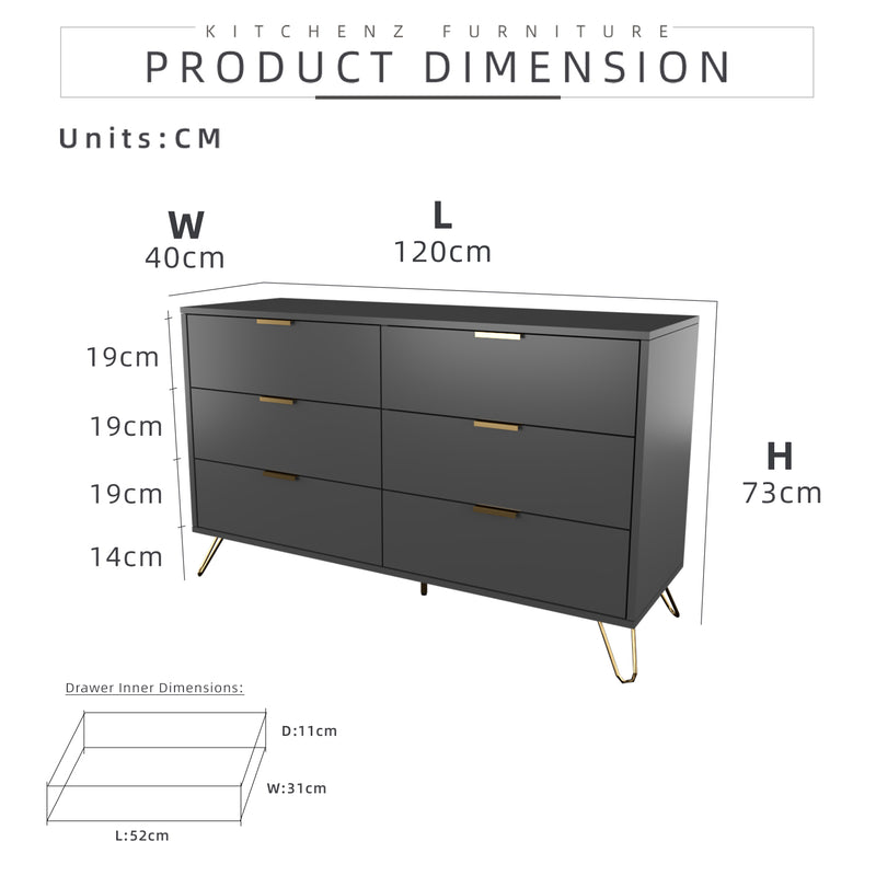 (EM) 4FT Stellate Series Display Cabinet with 6 Drawers-HMZ-FN-DC-7540-DGY