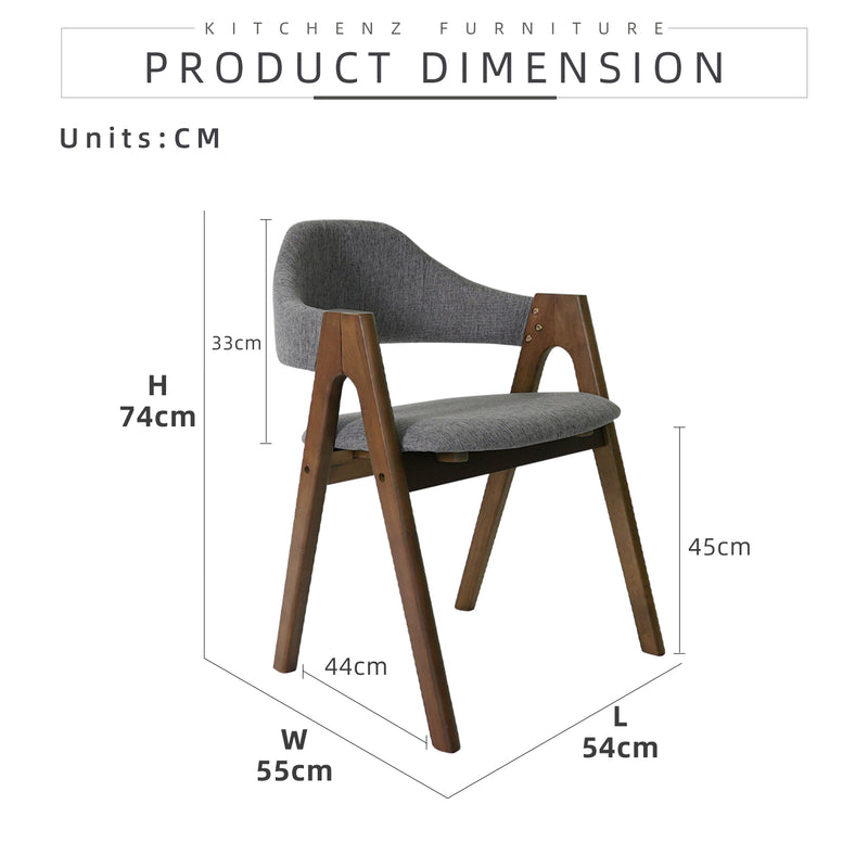 (EM) 2PCS Nordic Dining Chair A-Shape Design Wooden Leg Modern Style Walnut Kerusi Makan -BAGUETTE-WN