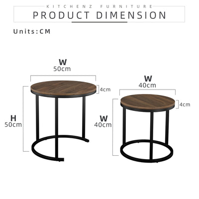 (EM) 1.5FT Noble Series Coffee Table with Black Metal Leg-HMZ-FN-CT-N3003-CN