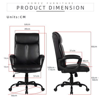 (EM) Orson High Back PU Leather Ergonomic Office Chair-HMZ-OC-CS-2191-BK+BK